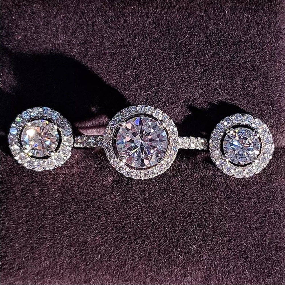 925 sterling silver engagement wedding ring and earring solitaire - Picture 3 of 3